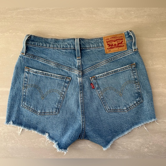 Levi's 501 Blue Jean Shorts with Frayed Hem - Picture 9 of 16